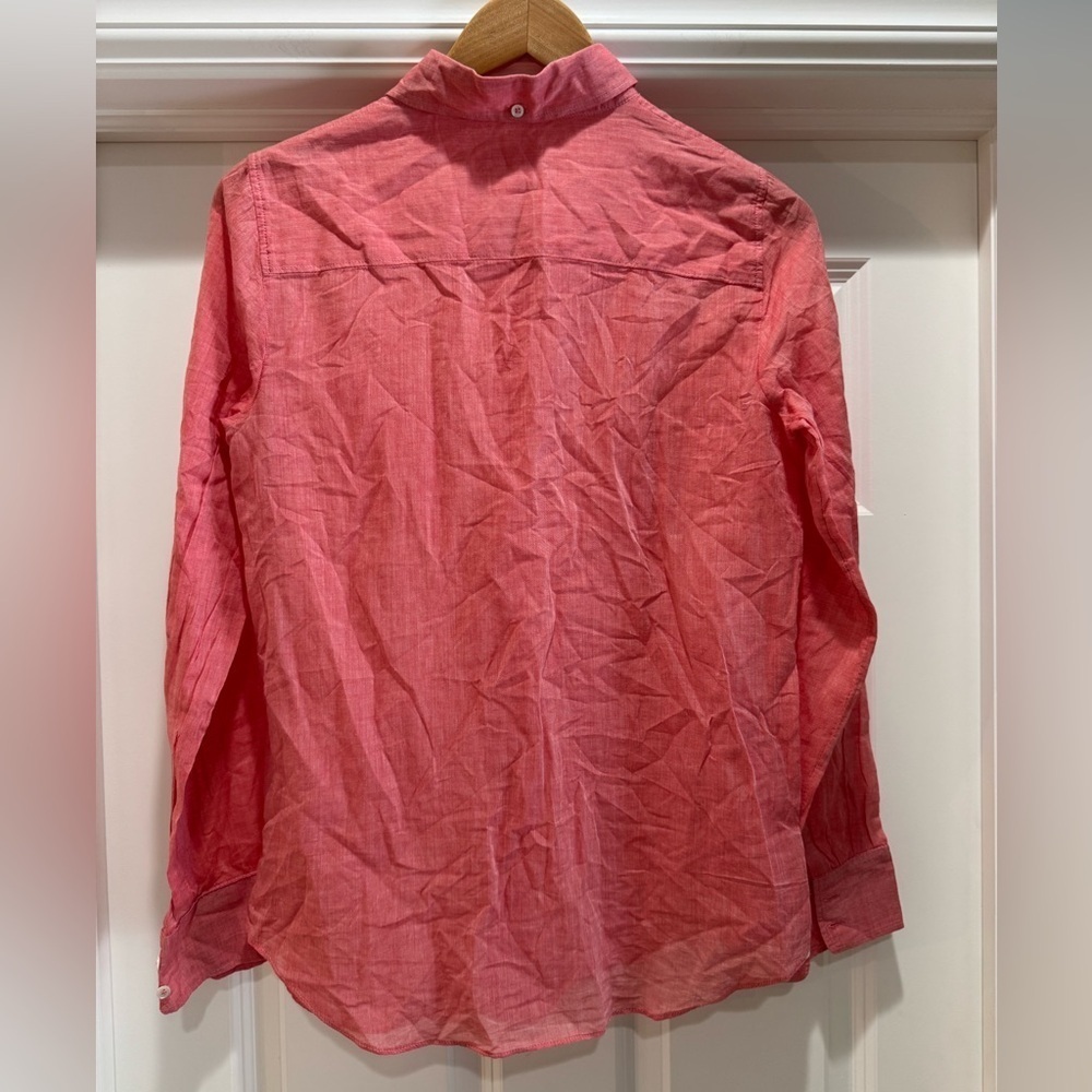 J Crew Lightweight Shirt button down Womens Sz 4 Small Top Blouse Pink Orange - Picture 2 of 7